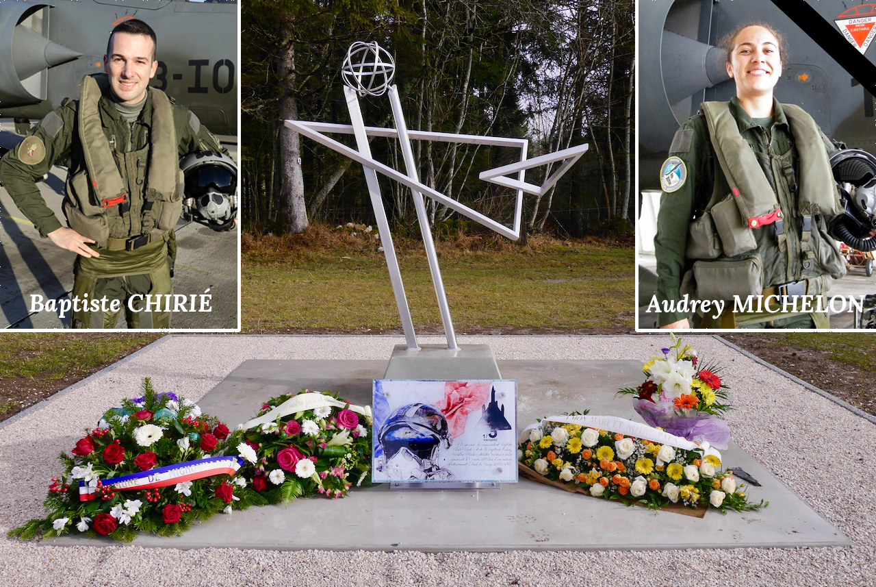 Stèle en mémoire de Baptiste CHIRIÉ et Audrey MICHELON, disparus dans le crash d'un Mirage 2000 le 9 janvier 2019 à Mignovillard